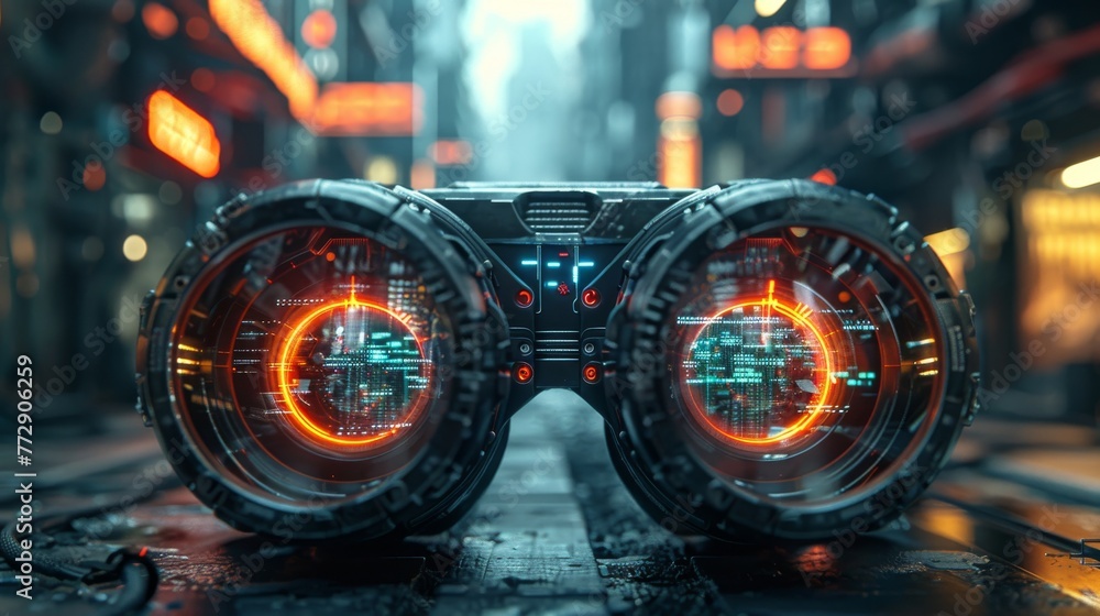 Aufkleber virtual reality technology concept, futuristic user interface from vr glasses