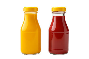 Two Bottles of Juice Side by Side. On a White or Clear Surface PNG Transparent Background..