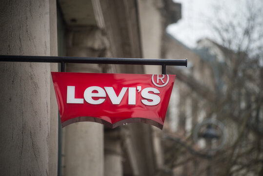 Strasbourg - France - 30 March 2024 -  Closeup of levi's strauss signboard on store front