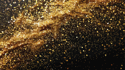 Gold glitter texture on black background. Golden