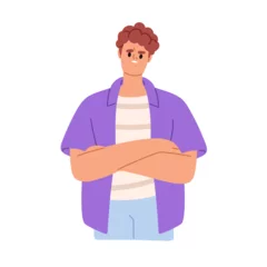 Türaufkleber Disappointed confused doubting man. Irritated frustrated character, suspicious skeptical face expression, distrust. Sceptic doubtful emotion. Flat vector illustration isolated on white background © Good Studio