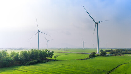 view of turbine green energy electricity, windmill for electric power production, Wind turbines...