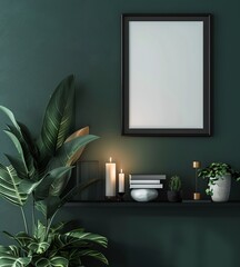 A Mirror in a Modern Home with a Candle and Books Generative AI