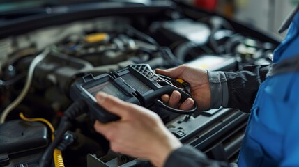 An auto repair scan tool is used for diagnostics and check engine light checks.