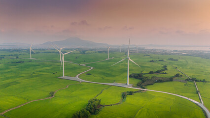 view of turbine green energy electricity, windmill for electric power production, Wind turbines...