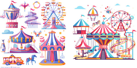 Amusement park. banner isolated vector illustration