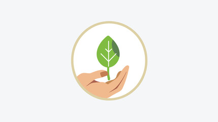Hand with plant leaf eco bio care love simple green
