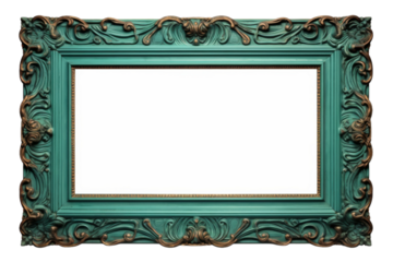 Green Picture Frame on White Background. On a White or Clear Surface PNG Transparent Background..