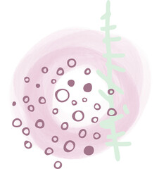 Abstract composition of isolated graphic and botanical elements - cute digital art. Digital composition perfect for Valentine's Day, Mother's Day