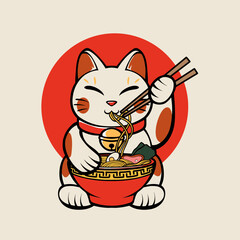 lucky neko cat japanese illustration