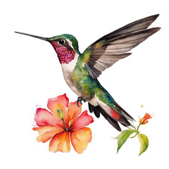 Fototapeta premium hummingbird and flowers