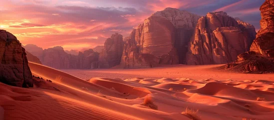 Rolgordijnen Sunset in the Desert A Stunning View of the Mountains Generative AI © Riya