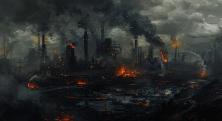 The Dark Side of Industry A Post-Apocalyptic Cityscape Generative AI