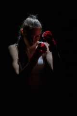 A fighter. Extreme strength sport for women. sports discipline.