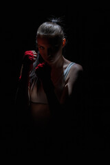 A fighter. Extreme strength sport for women. sports discipline.