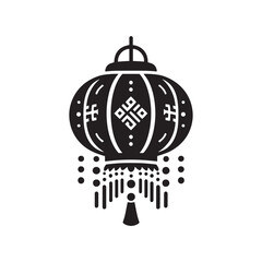 Luminous Silhouettes: Vector Chinese Lanterns Illuminate the Night Sky in Elegant Silhouette Art- Chinese lanterns black vector stock.