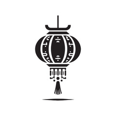 Luminous Silhouettes: Vector Chinese Lanterns Illuminate the Night Sky in Elegant Silhouette Art- Chinese lanterns black vector stock.