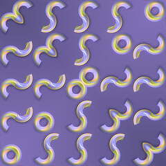 Purple background with an interesting and dynamic pattern of circles. 3d rendering illustration