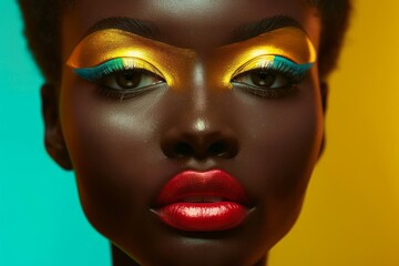 African model with perfect skin and stylish makeup, natural beauty and facial treatment, digital art