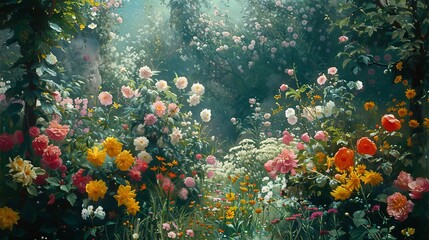 Fototapeta na wymiar Flowers and plants, the perfect backdrop