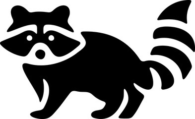 Flat design animal, logo raton laveur noir sur fond transparent  © Thierry