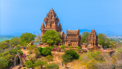 Aerial view of Cham towers, Po Klong Garai, Ninh Thuan province, Vietnam.