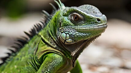 Small Green Iguana Closeup