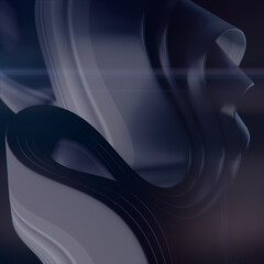 Magical waves of black fabric in the wind abstract digital illustration. 3d rendering abstract background