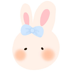 Easter Bunny with Egg in Isolated White Background, Cartoon Illustration for Easter Holiday, Pink Rabbit Toy