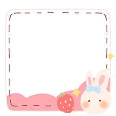 a cute bunny with strawberry on a transparent background