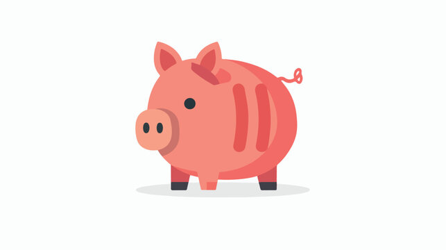 Piggy bank icon Flat vector isolated on white background