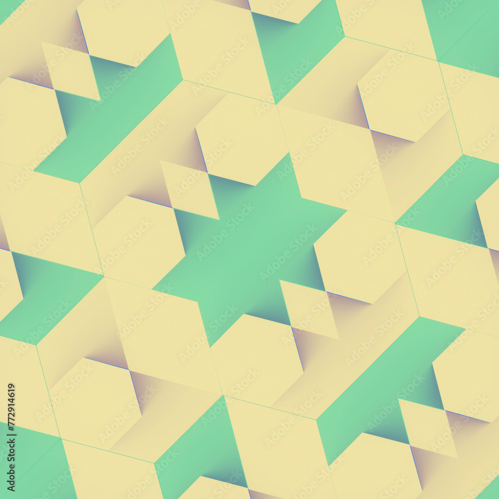 Aufkleber colorful three-dimensional kaleidoscopic digital illustration of geometric shapes in bright colors. 