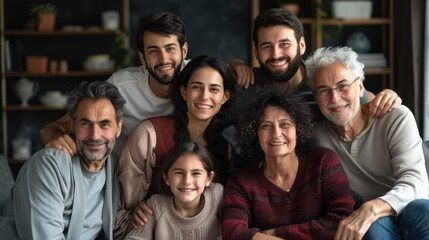 Fototapeta premium Warm Family Portrait with Three Generations Smiling Together