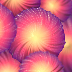 Blooming flower buds with trendy gradient. 3d rendering digital illustration
