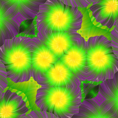Blooming flower buds with magical pattern of neon stripes. 3d rendering digital illustration