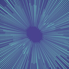 Purple background with a large circle of blue stripes in the center. 3d rendering digital illustration