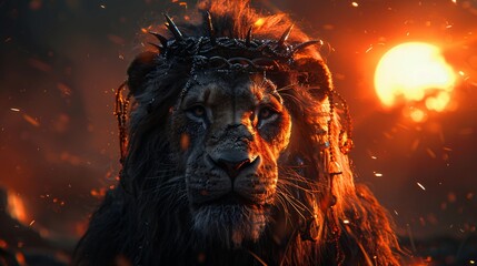 Naklejka premium Lion King The Rise of the Lion Generative AI