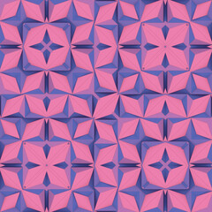 Mesmerizing kaleidoscope of pink and purple geometric shapes. 3d rendering digital illustration
