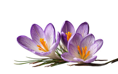 Beautiful crocus flowers isolated on white background. 