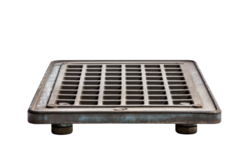 Metal Grate on White Background. On a White or Clear Surface PNG Transparent Background..