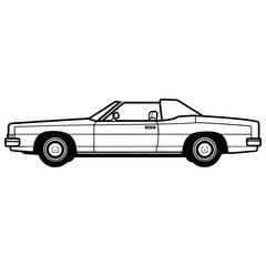Convertible car, simple vector svg illustration, black monoline, isolated on white background