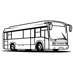 City bus, simple vector svg illustration, black monoline, isolated on white background