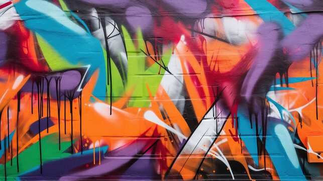 Graffiti on the wall. Modern street art creative background	