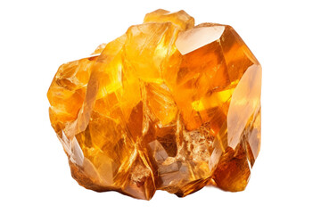 Cluster of Yellow Crystals on White Background. On a White or Clear Surface PNG Transparent Background..