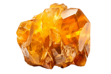 Cluster of Yellow Crystals on White Background. On a White or Clear Surface PNG Transparent Background..