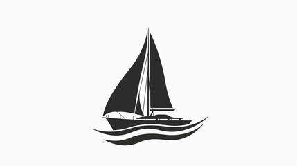 Sail boat icon. Black Boat icon isolated on background