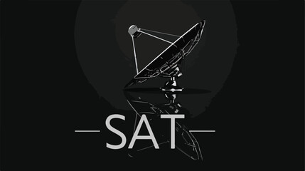 SAT isolated on black reflective background Flat vector