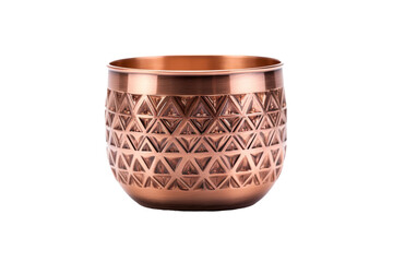 Copper Cup With Geometric Design. On a White or Clear Surface PNG Transparent Background..