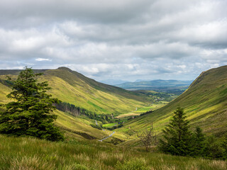 A wide view of the mountains and valleys in Ireland at Glengesh - Viewing Point, Valley and Mountains at Glengesh