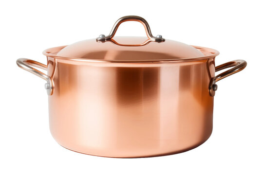Large Copper Pot With Two Handles. On a White or Clear Surface PNG Transparent Background..